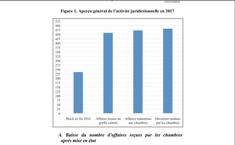 Rapport 2017: la Cour suprême a rendu 482 décisions dont 18 par les Chambres réunies