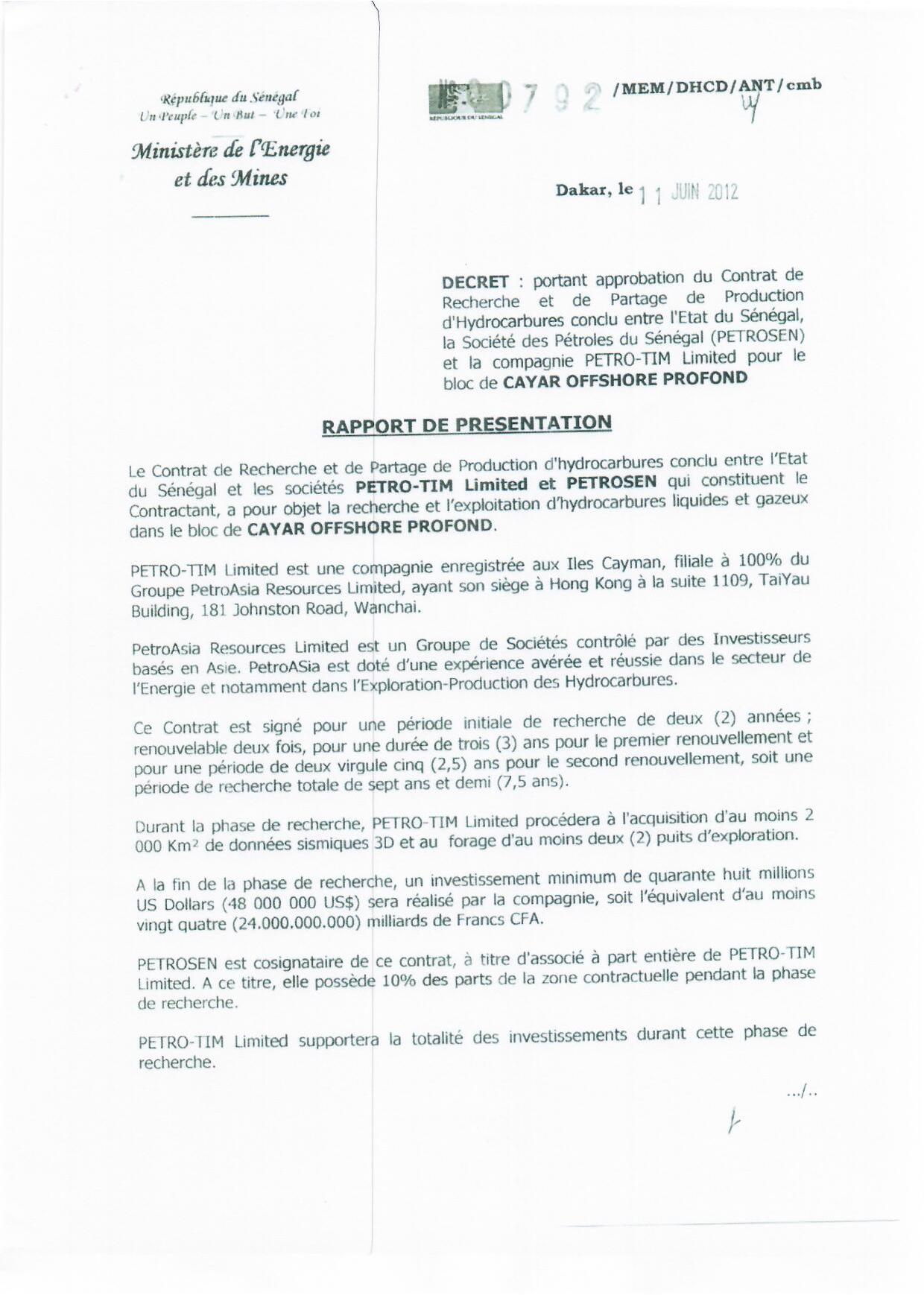 Décret Cayar Offshore et Décret Saint-Louis Offshore signés par Macky Sall (Document)