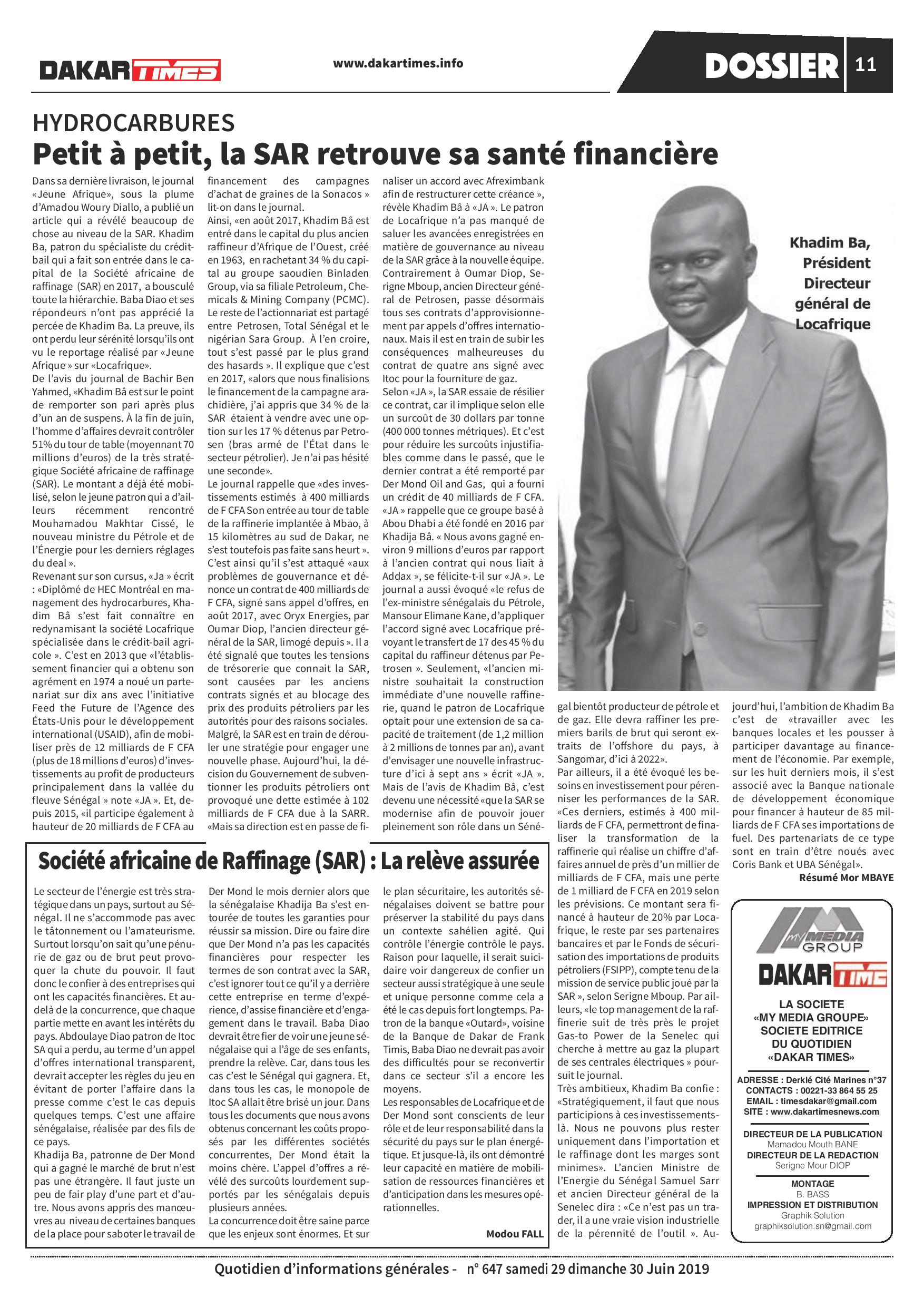 Perte de gros marchés de la SAR: Le déclin de l’empire Itoc