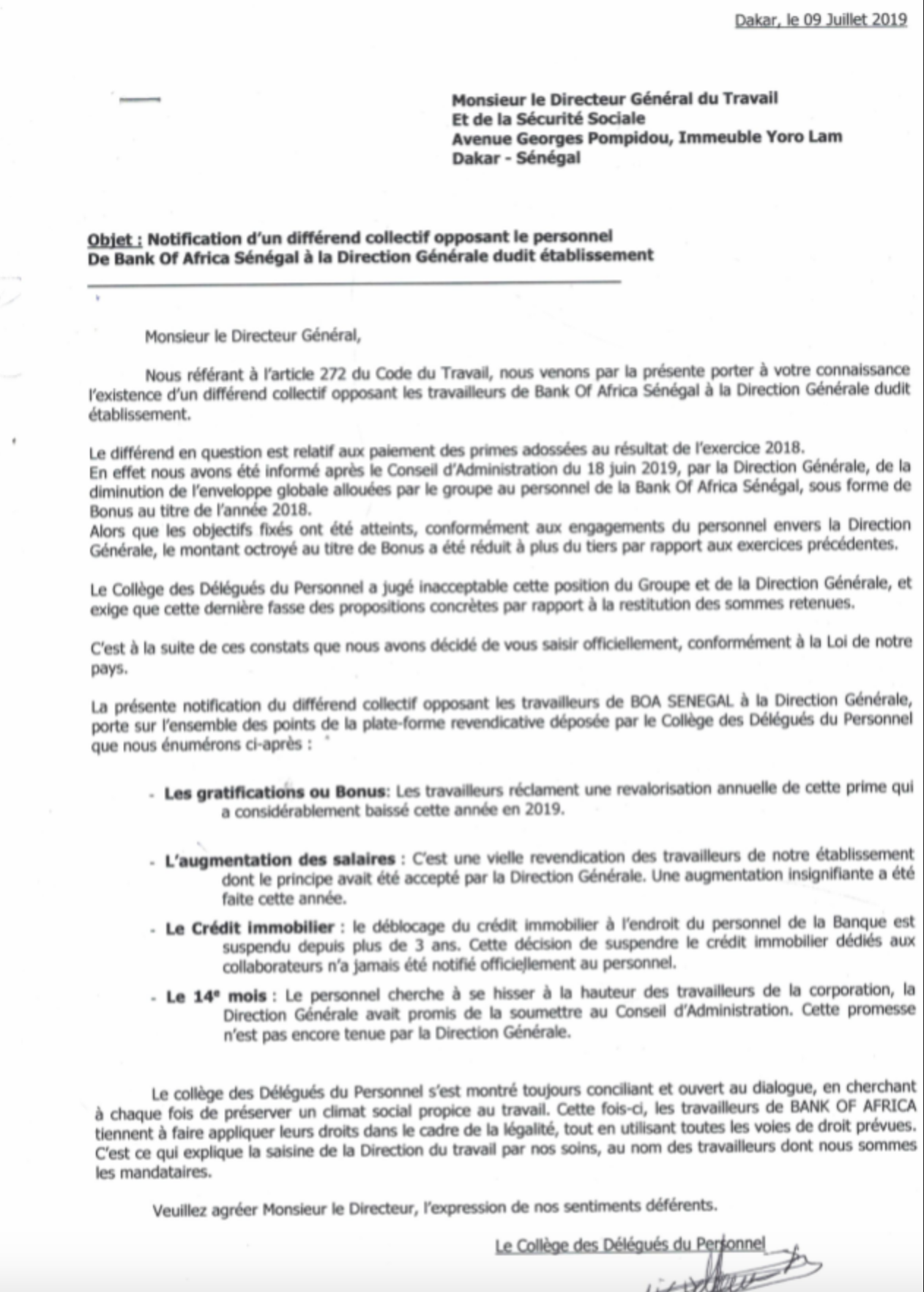 Réduction des primes: Les employés de la BOA comptent se faire entendre…