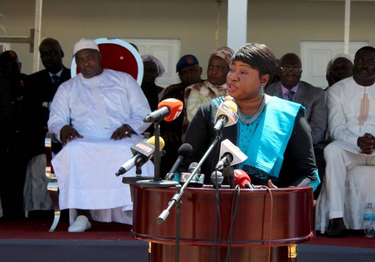 atou Bensouda, la procureure de la CPI, de nationalité gambienne, s’exprime lors de la cérémonie d’inauguration de la Commission vérité, réconciliation et réparations (TRRC) en Gambie, le 15 octobre 2018.