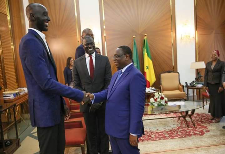 Tacko Fall reçu par le président Macky Sall, le 30 juillet 2019