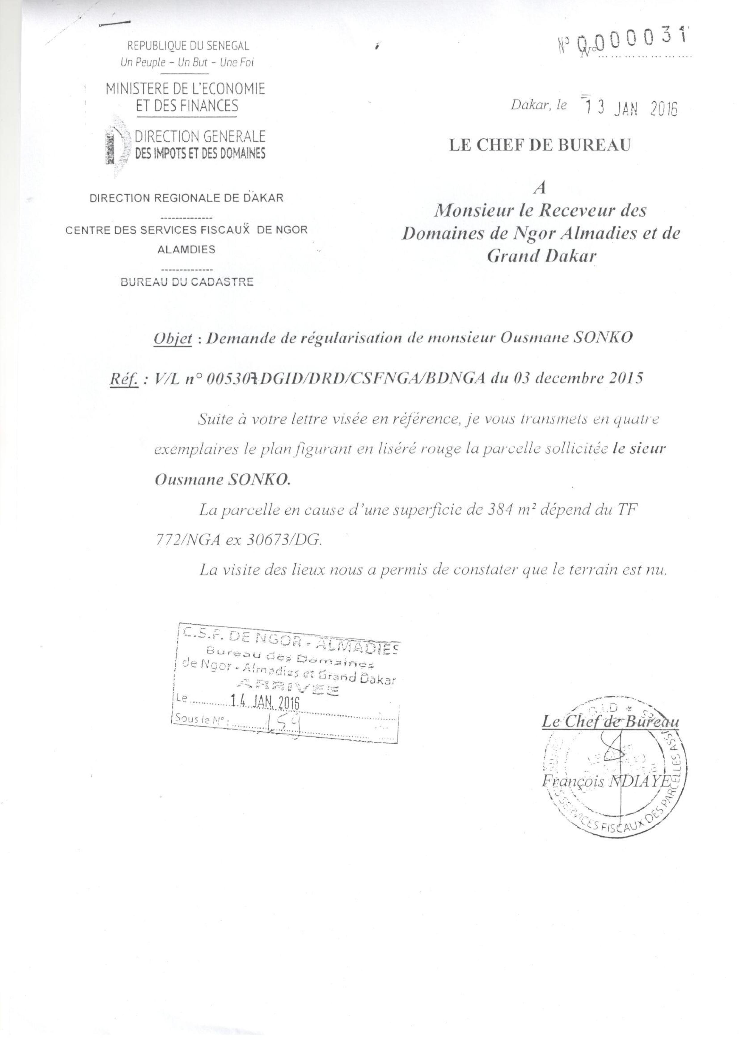 Demande de régulation par voie de bail : Les parcelles du lotissement du CICES, 13 592 NGA (Ex TF 6226 DG) 772/NGA ex (30 673/DG) trahissent Ousmane Sonko Demande de régulation par voie de bail : Les parcelles du lotissement du CICES, 13 592 NGA (Ex TF 6226 DG) 772/NGA ex (30 673/DG) trahissent Ousmane Sonko