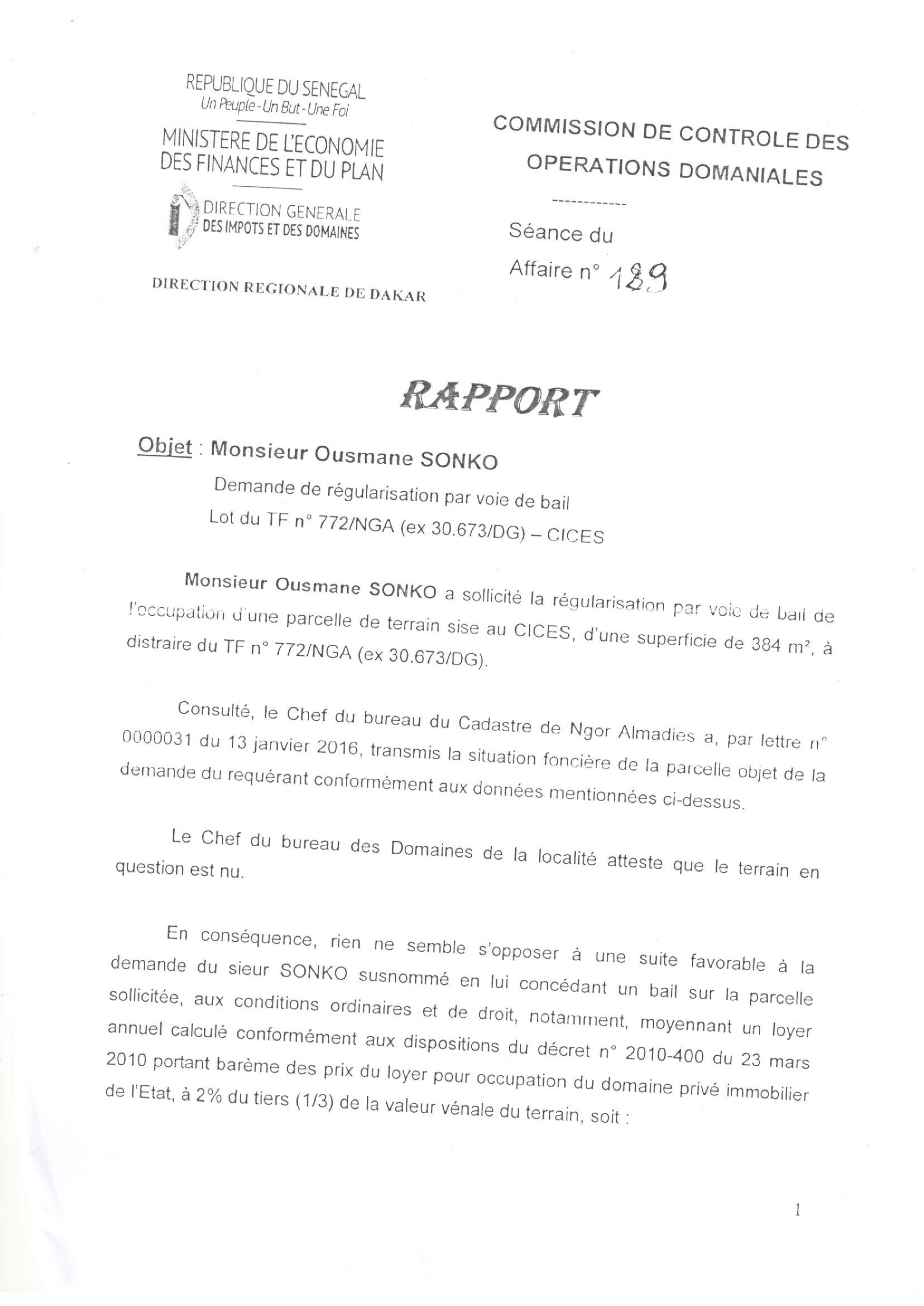 Demande de régulation par voie de bail : Les parcelles du lotissement du CICES, 13 592 NGA (Ex TF 6226 DG) 772/NGA ex (30 673/DG) trahissent Ousmane Sonko Demande de régulation par voie de bail : Les parcelles du lotissement du CICES, 13 592 NGA (Ex TF 6226 DG) 772/NGA ex (30 673/DG) trahissent Ousmane Sonko