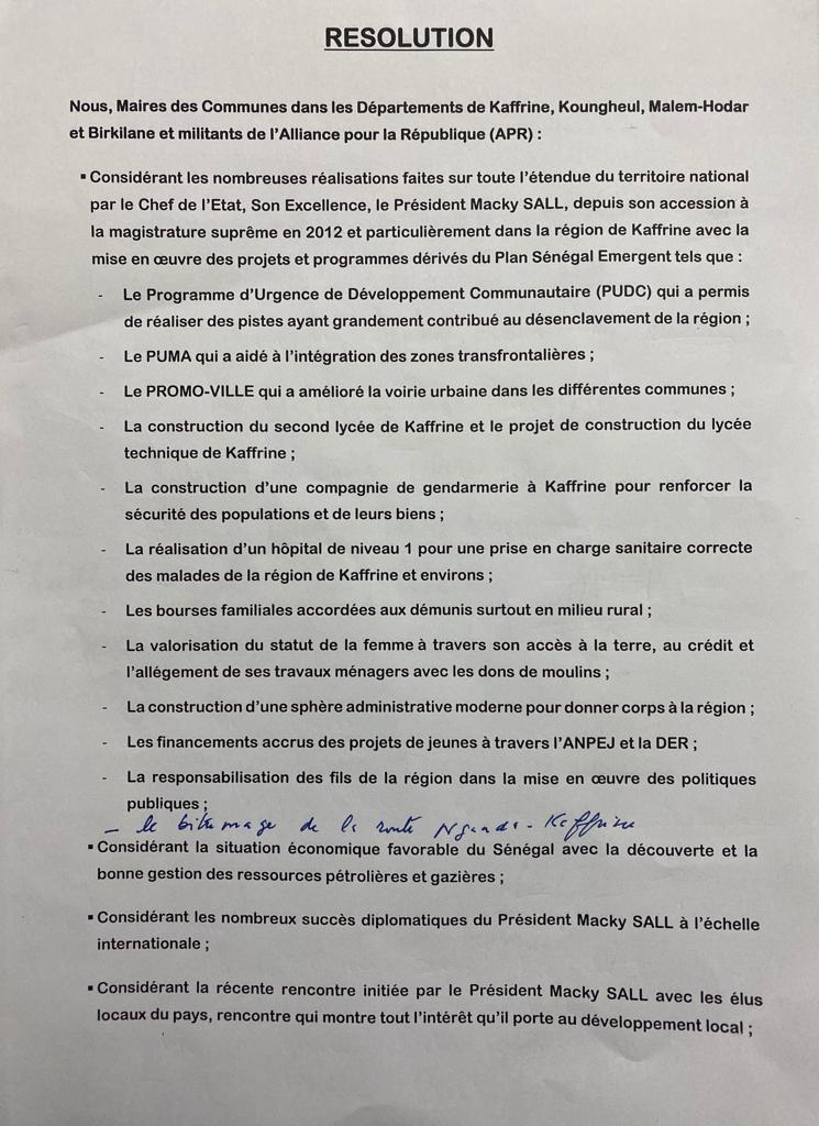 Kaffrine : 29 maires et un président de Conseil départemental lâchent Yaya Sow