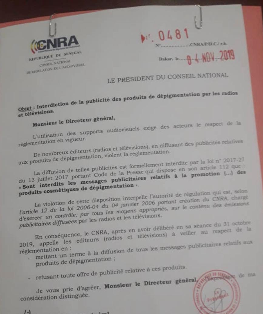 Interdiction des publicités sur la dépigmentation: Le CNRA met en garde les radios et télévisions