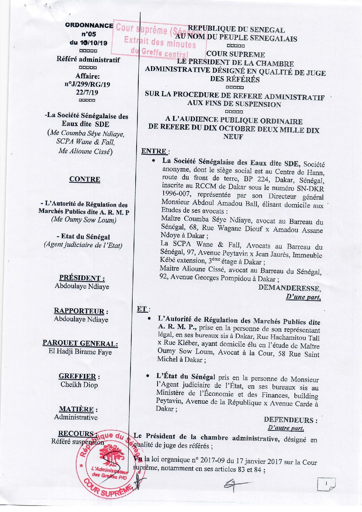 Contrat d’affermage de l’eau: Le Dg de l’Armp rétablit la vérité sur les prix proposés par la SDE et Suez