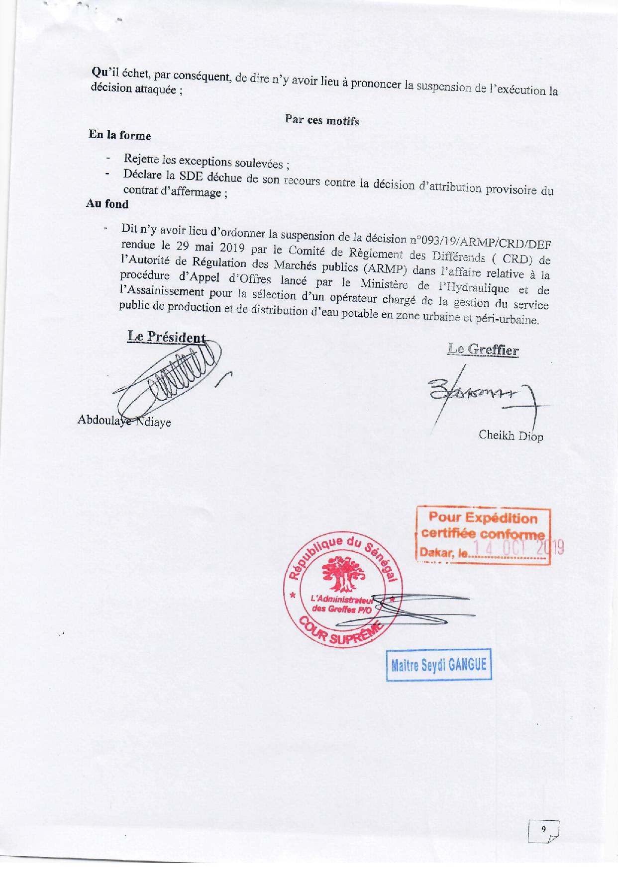 Contrat d’affermage de l’eau: Le Dg de l’Armp rétablit la vérité sur les prix proposés par la SDE et Suez