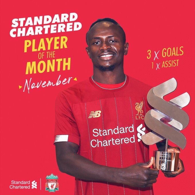 Liverpool : Sadio Mané élu joueur du mois de Novembre
