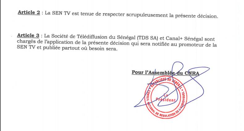 Urgent: Les programmes de la SEN TV suspendus