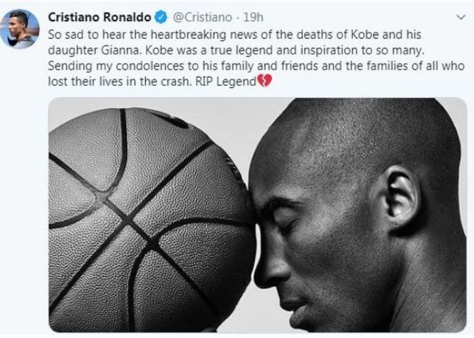 Hommage à Kobe Bryant: Cristiano Ronaldo et Luis Figo lynchés sur le net (photos)