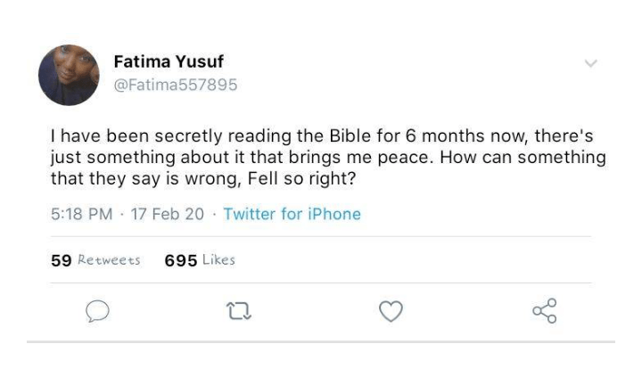«Je me cache pour étudier la Bible. Elle m’apporte la paix», dixit une jeune musulmane
