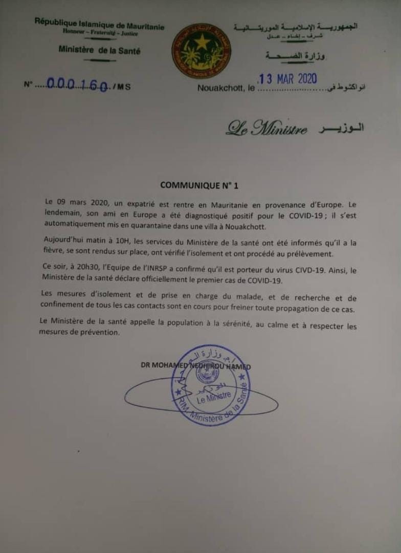 Coronavirus: La Mauritanie également touchée