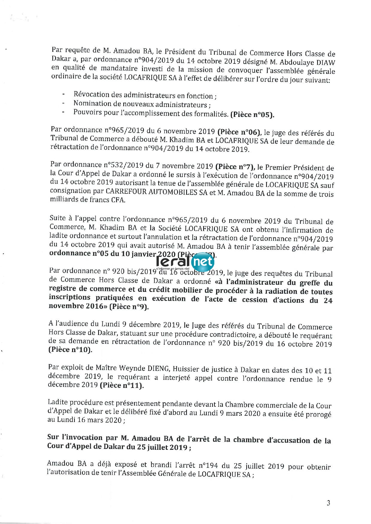 Gros scandale à la SAR entre le PCA, le DG et Amadou Bâ