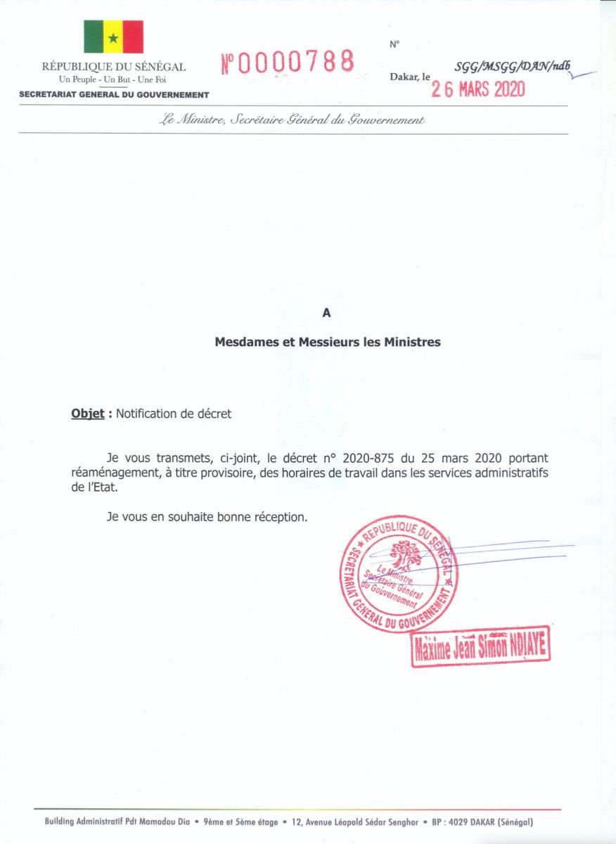 Administration Senegalaise Le Decret Sur Le Changement Des