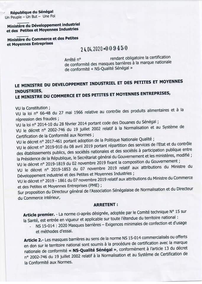 Confection de masques: une certification de conformité désormais exigée