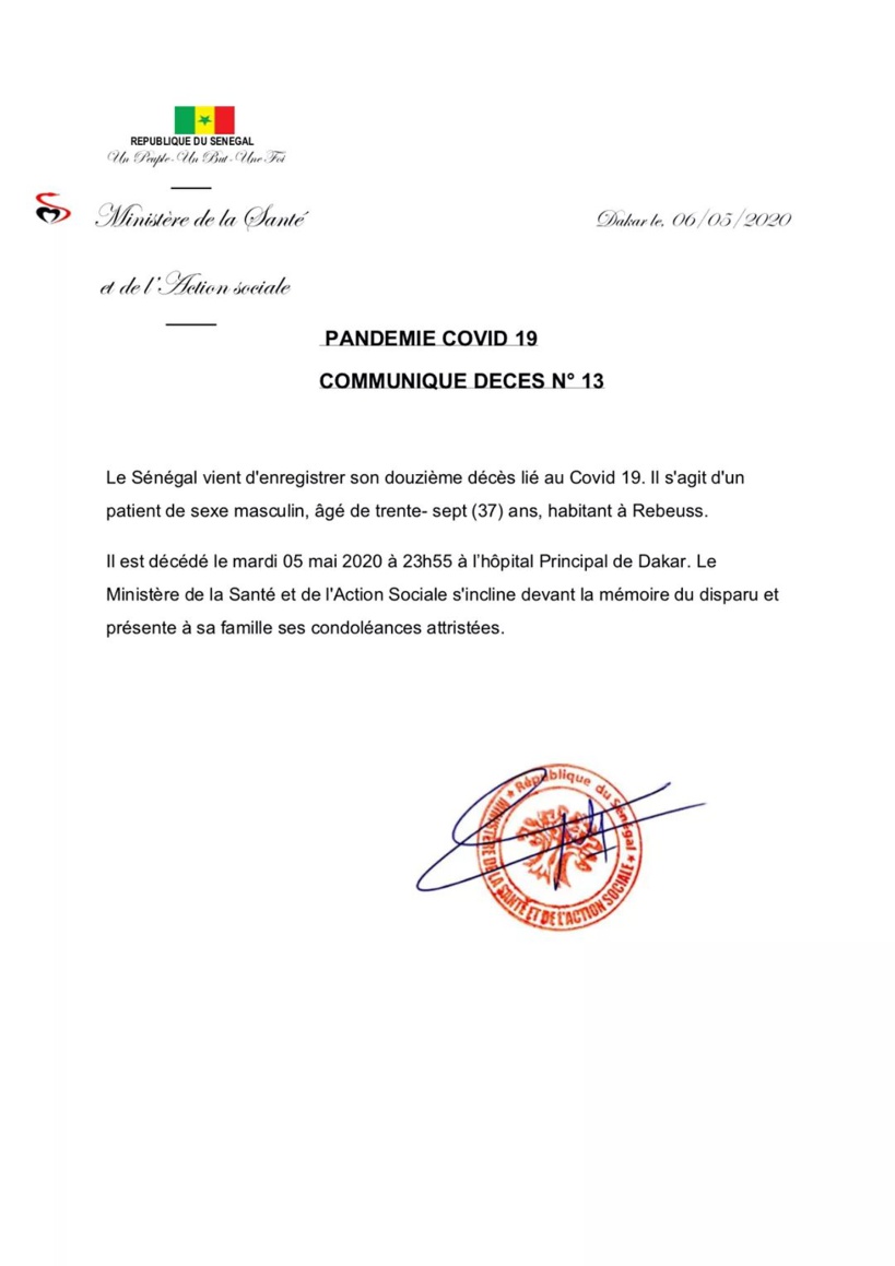 Covid-19 : Le Sénégal enregistre un 12e décès