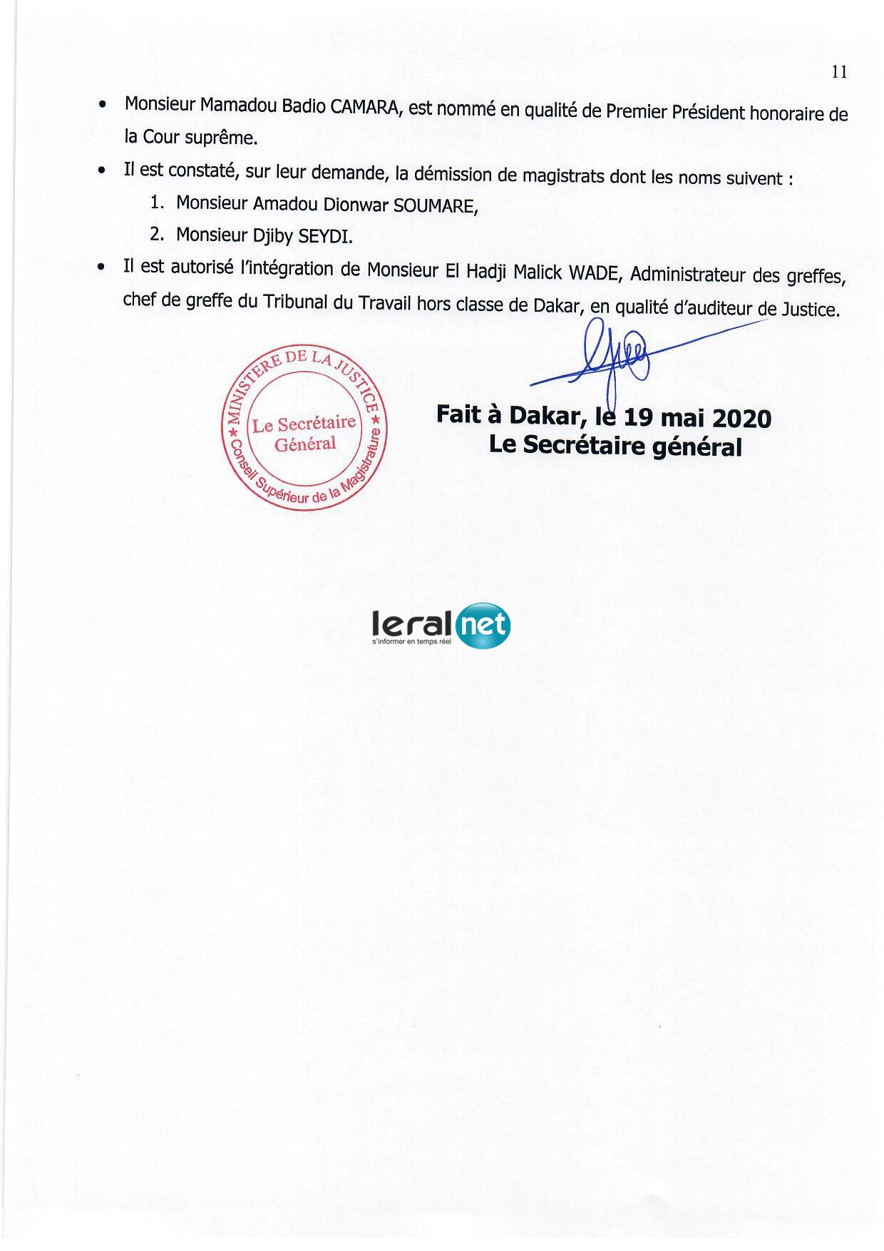 Vaste mouvement dans la Magistrature: Les nouvelles nominations dans la Justice ! (Document)
