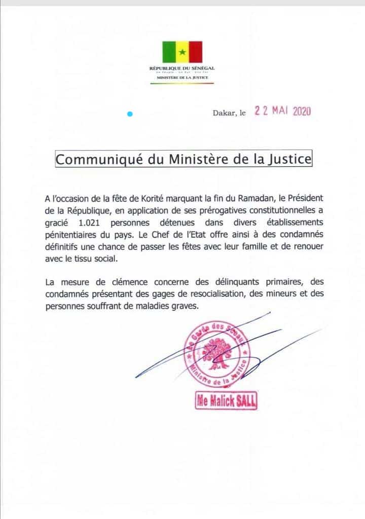 Fête de Korité: Le chef de l’Etat gracie 1021 détenus