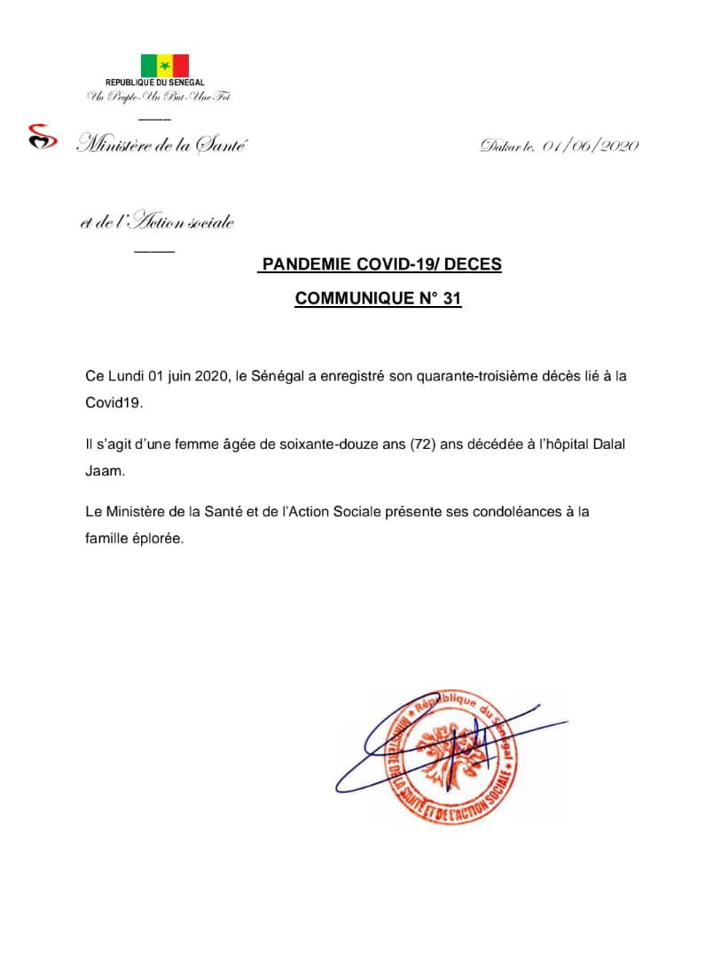 Covid-19: Le Sénégal vient d'enregistrer son 43e décès