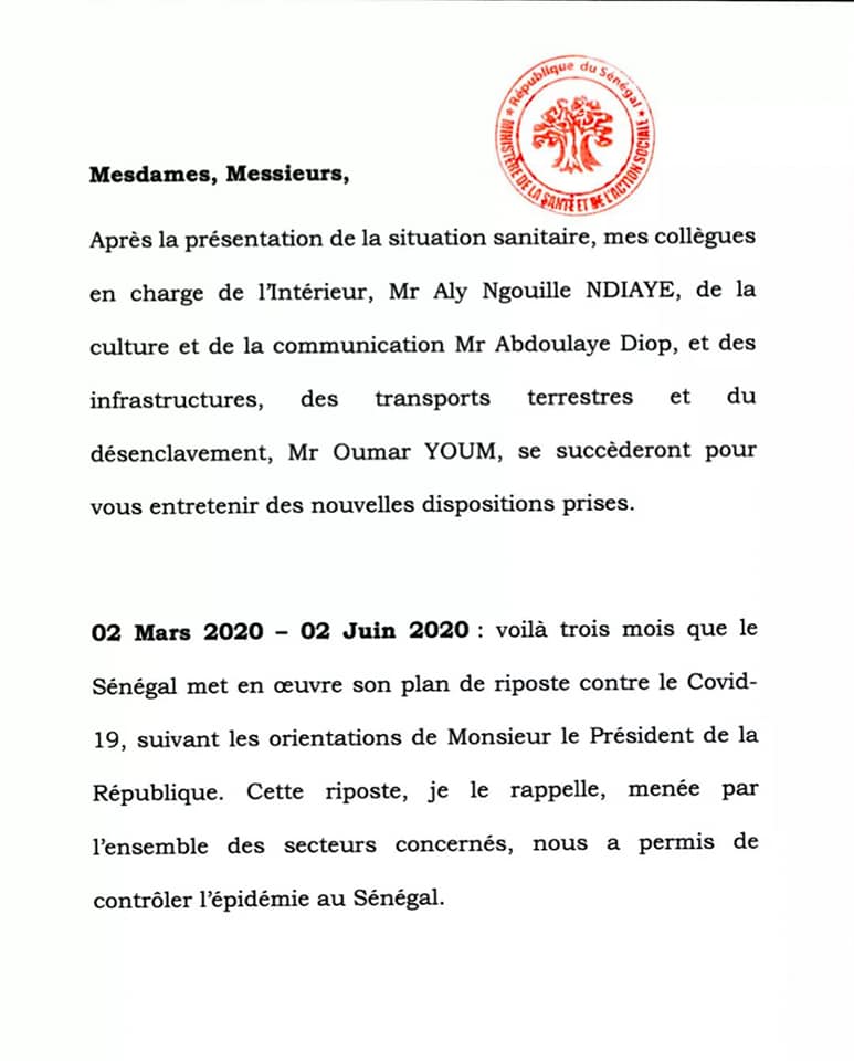 COVID-19 / Trois mois après la détection du premier cas: Abdoulaye Diouf Sarr fait le point (Vidéo)