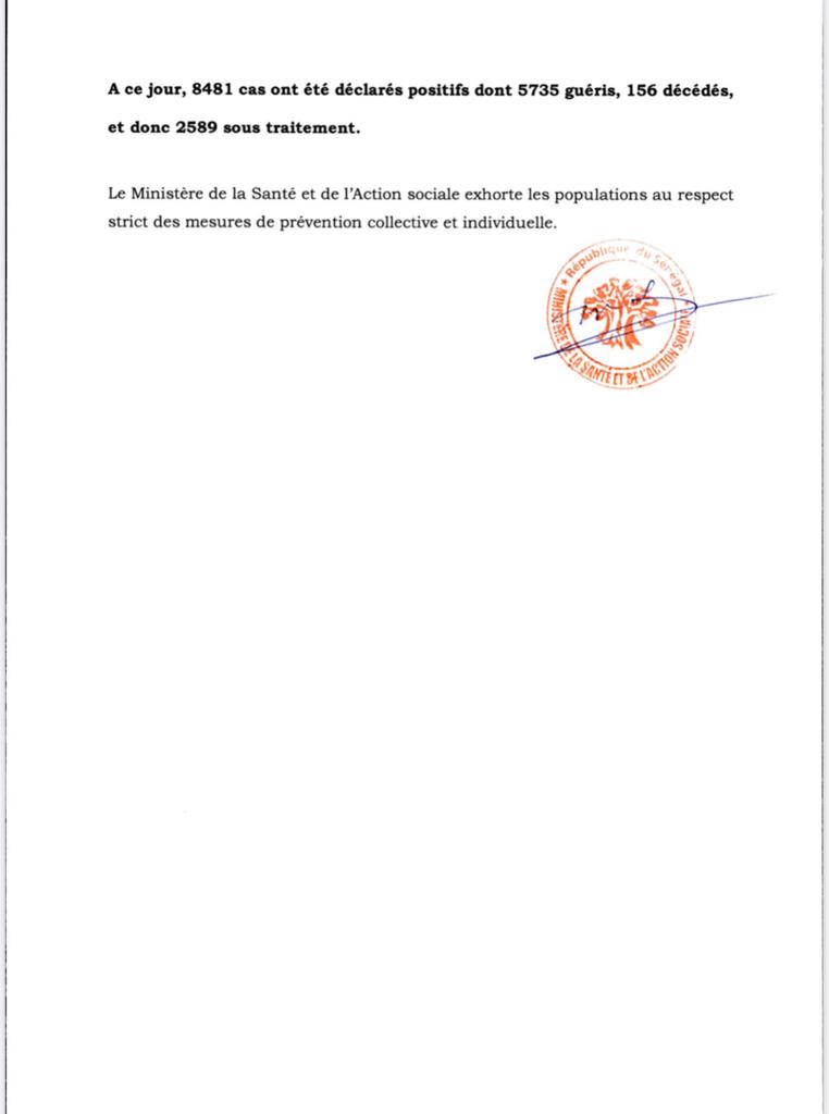 Covid-19: 112  nouveaux cas, 3 nouveaux décès enregistrés, 28 cas communautaires, 130 patients guéris, 38 cas graves en réanimation