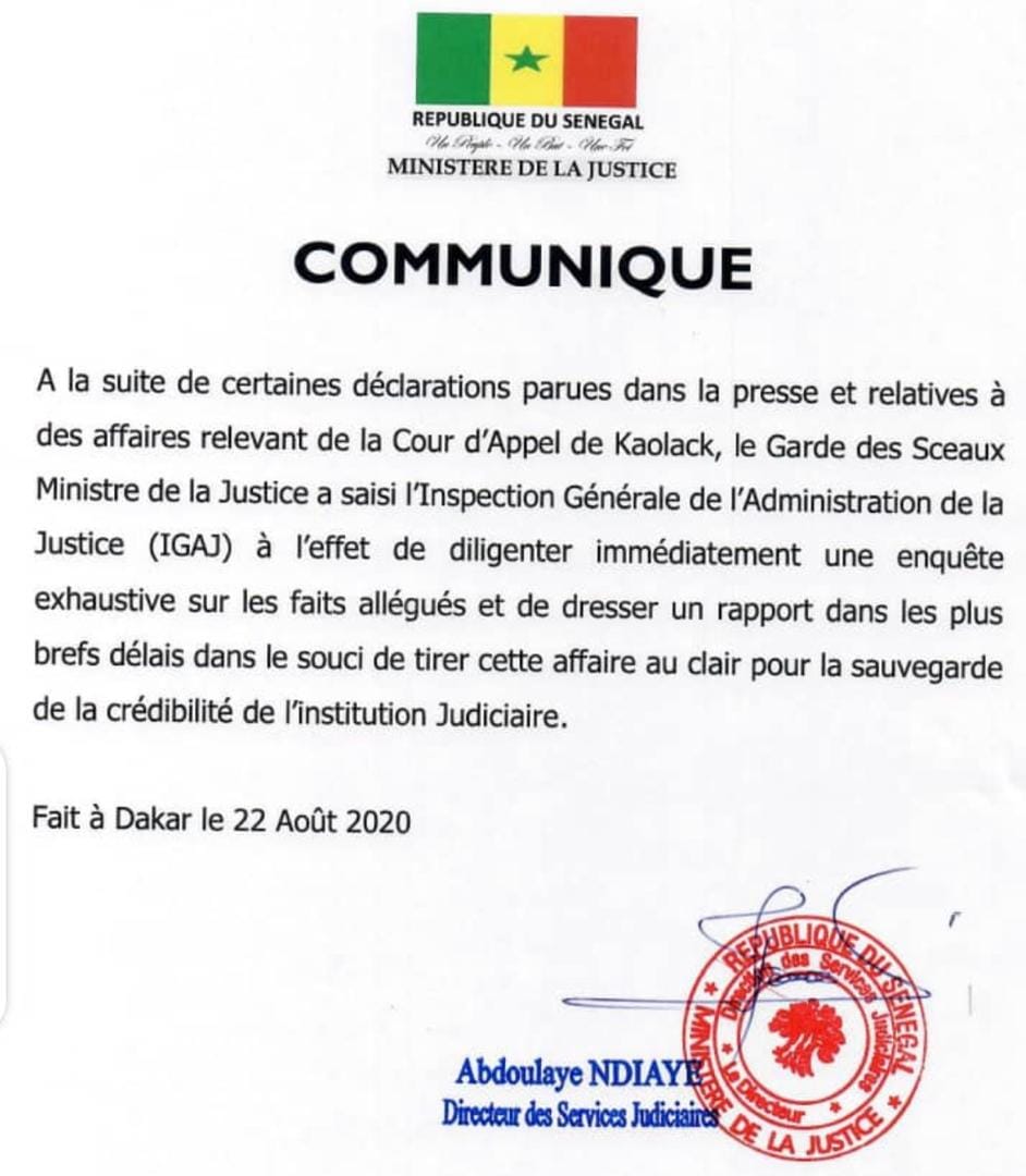 Magistrature/Accusations de corruption : L’Inspection générale de l’administration de la justice saisie, une enquête ouverte