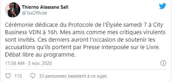 "Le Protocole de l’Élysée,...": Thierno Alassane Sall presente le livre et engage le débat !