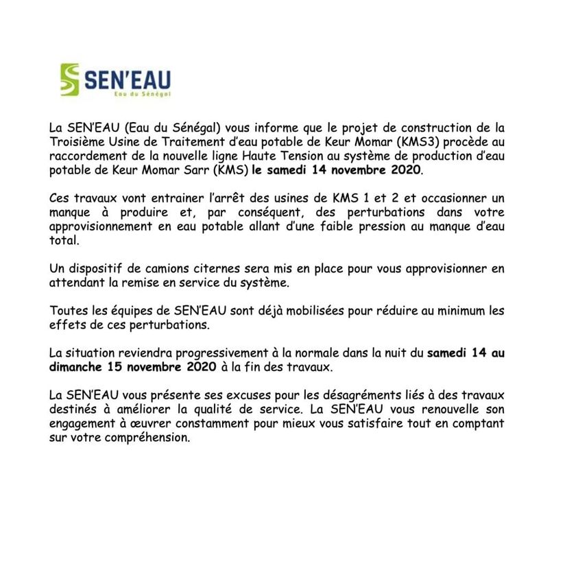Distribution de l'eau: Des perturbations en vue 