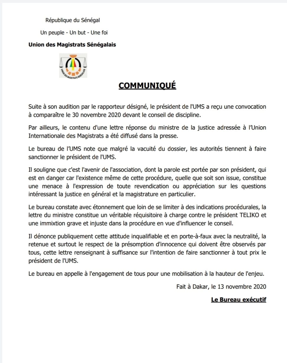 L'Ums accuse Me Malick Sall de vouloir condamner le juge Téliko