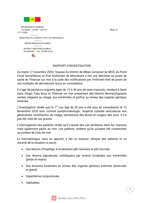 (Document) Dossier médical de la maladie mystérieuse: Voici les résultats !