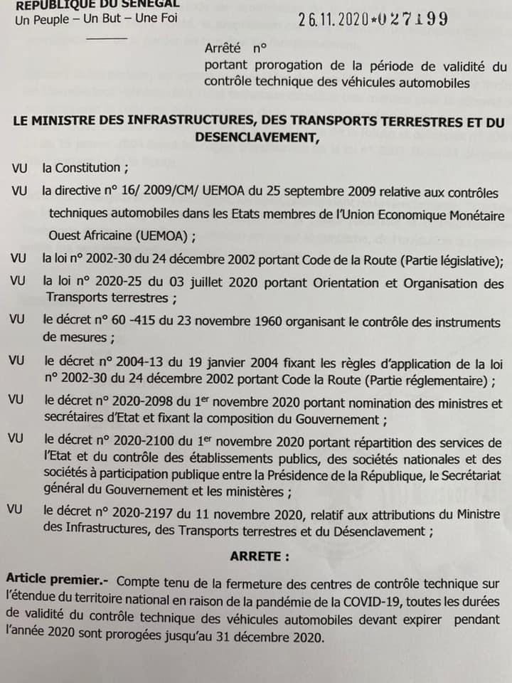 (Document) / Les durées de validité du contrôle technique des véhicules prorogées jusqu'au 31 décembre, mais...