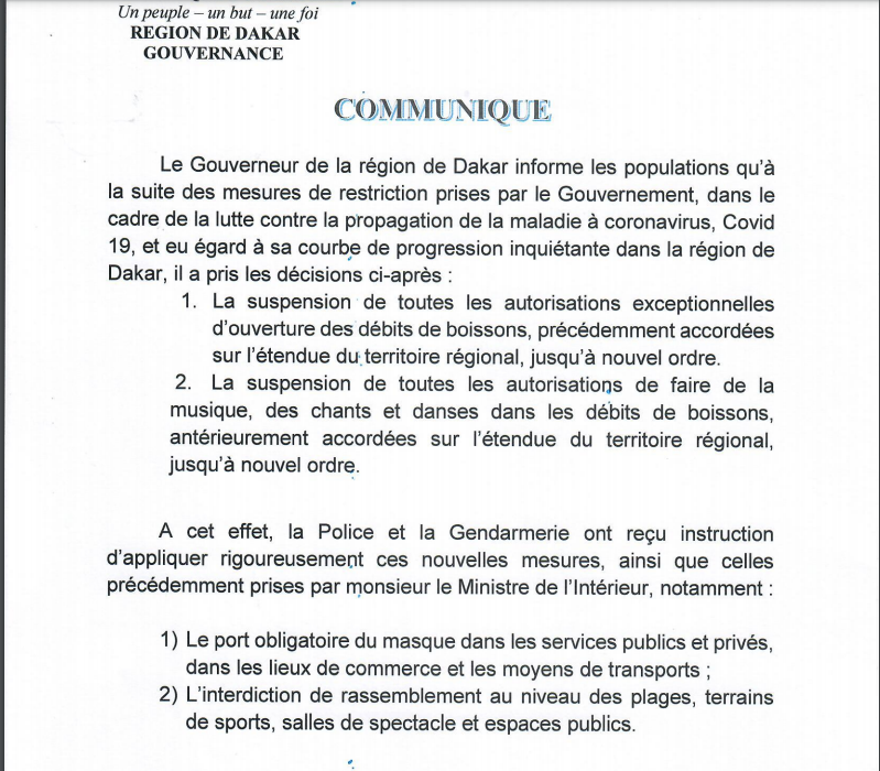 Nouvelles mesures de restriction: Le Gouverneur de Dakar hausse le ton et annonce des sanctions 