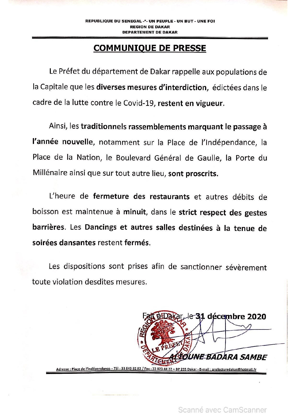 Le préfet de Dakar barricade Dakar...Pas de fête