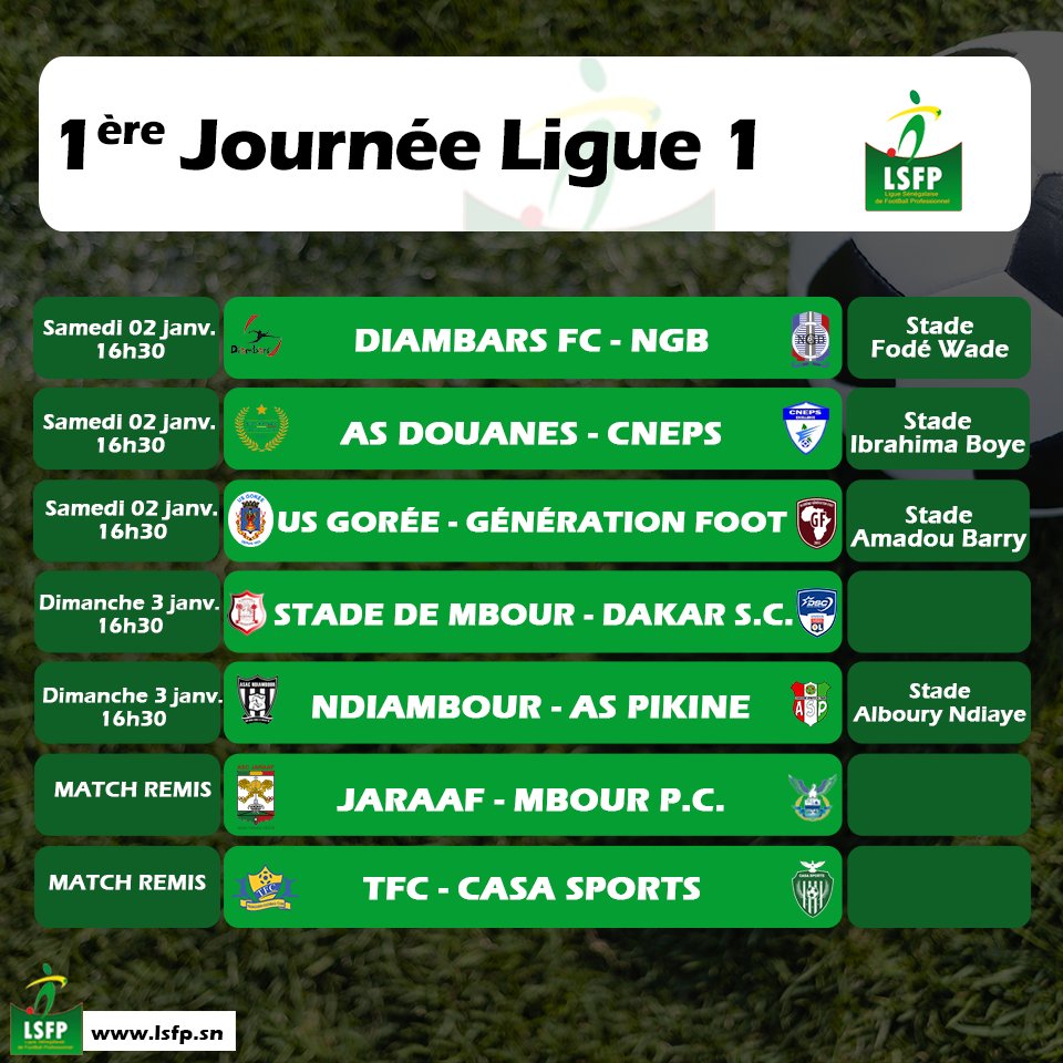 1ère Journée Ligue 1: Le football sort de son confinement, choc Diambars vs Niary Tally