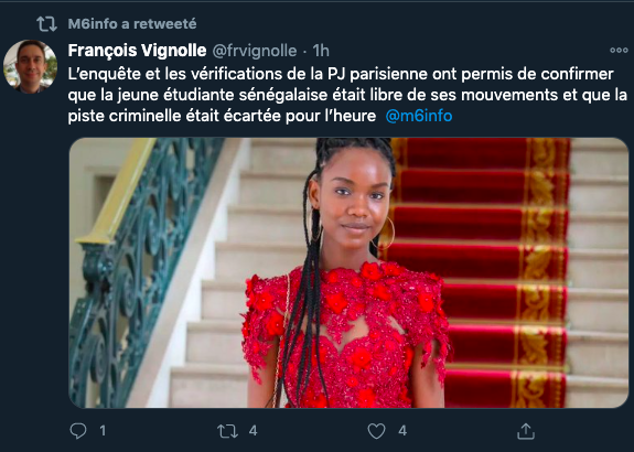 Disparition : Ce que Diary Sow aurait dit à la police française selon la chaîne française, M6 France