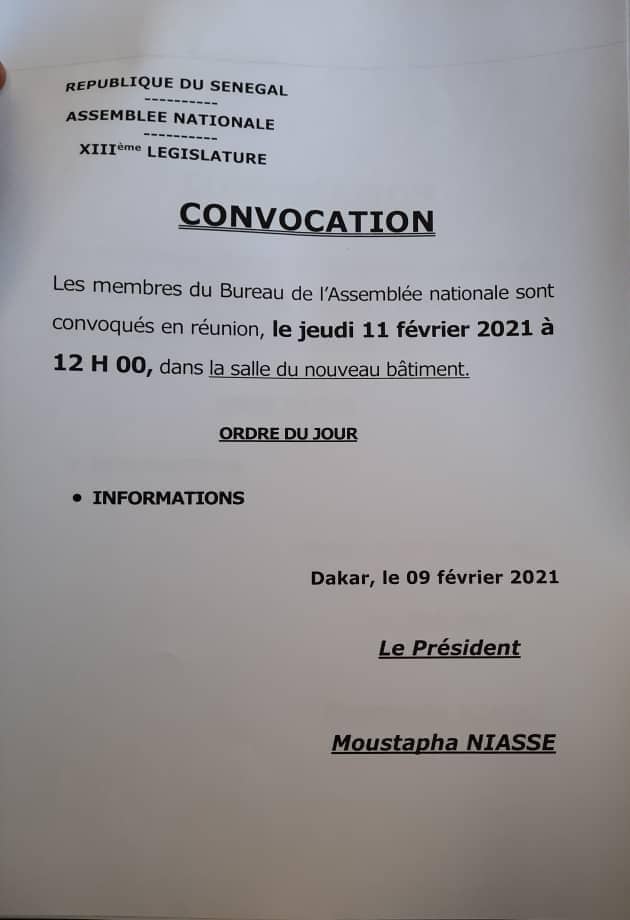 Assemblée nationale: le Bureau et la Conférence des Présidents convoqués par Moustapha Niasse