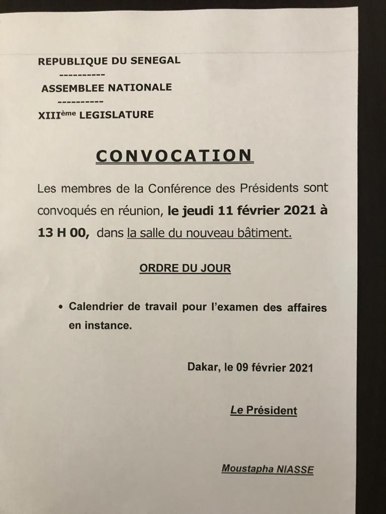 Assemblée nationale: le Bureau et la Conférence des Présidents convoqués par Moustapha Niasse