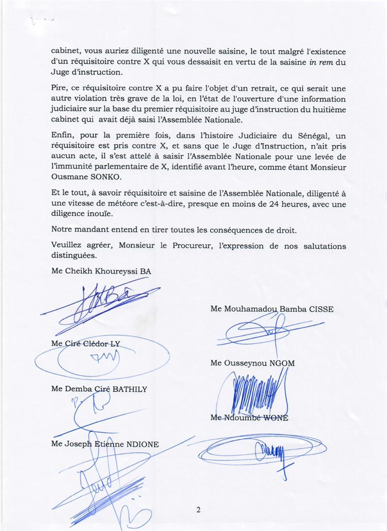 Lettre au Procureur: Les avocats d'Ousmane Sonko étalent les incongruités et vices de procédure (Document)