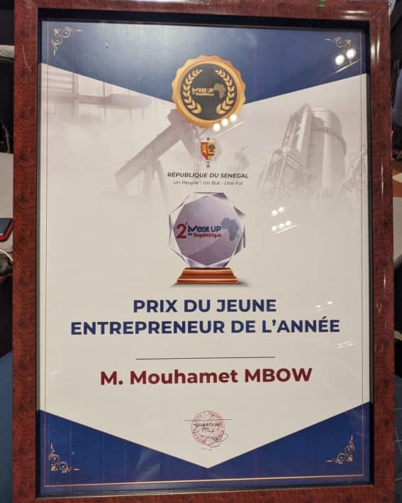Mouhamet Mbow, sacré meilleur jeune entrepreneur du Sénégal de l’année