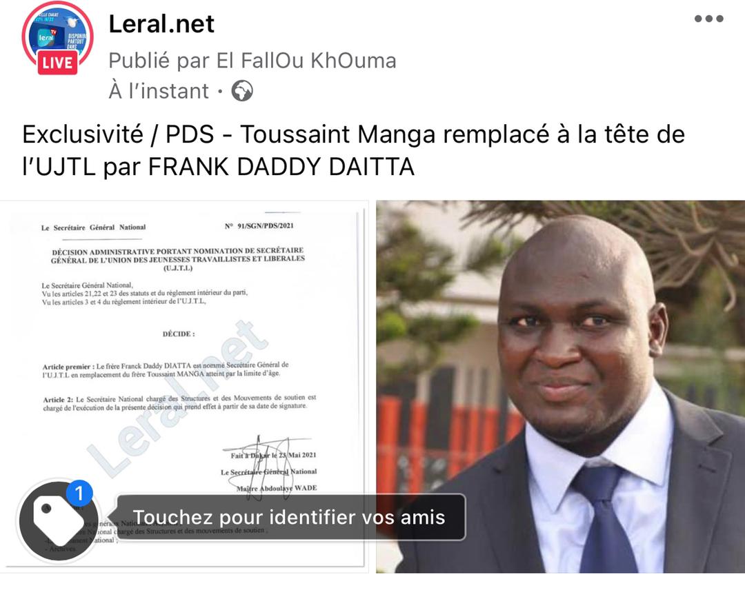 Exclusivité Leral / SG du Mouvement des Elèves et Etudiants libéraux: Atteint par la limite d'âge, Toussaint Manga rend le tablier