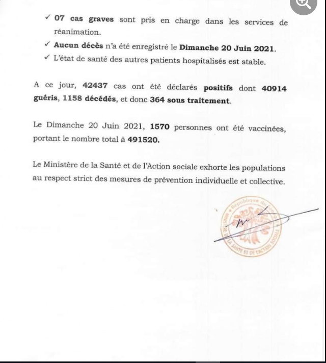 Covid-19: 33 nouveaux cas, 39 patients guéris, 7 cas graves, 0 décès