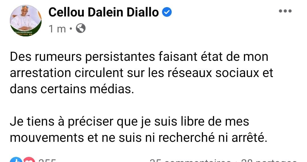 Guinée: Cellou Dalein Diallo dément son arrestation et se dit libre de ses mouvements
