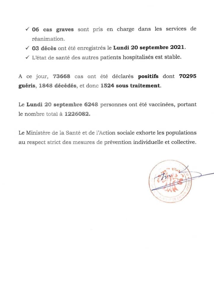 Covid-19: 14 nouveaux cas, 6 cas graves, 411 patients guéris, 3 décès...