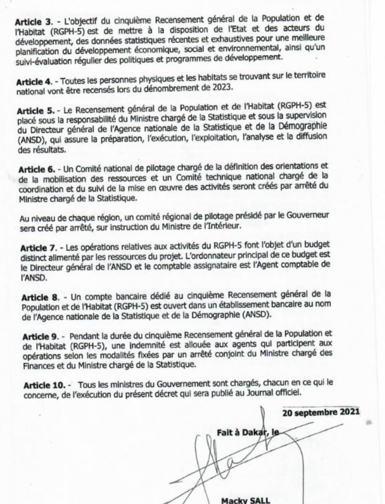 Population et habitat: Le 5e recensement décrété par Macky Sall