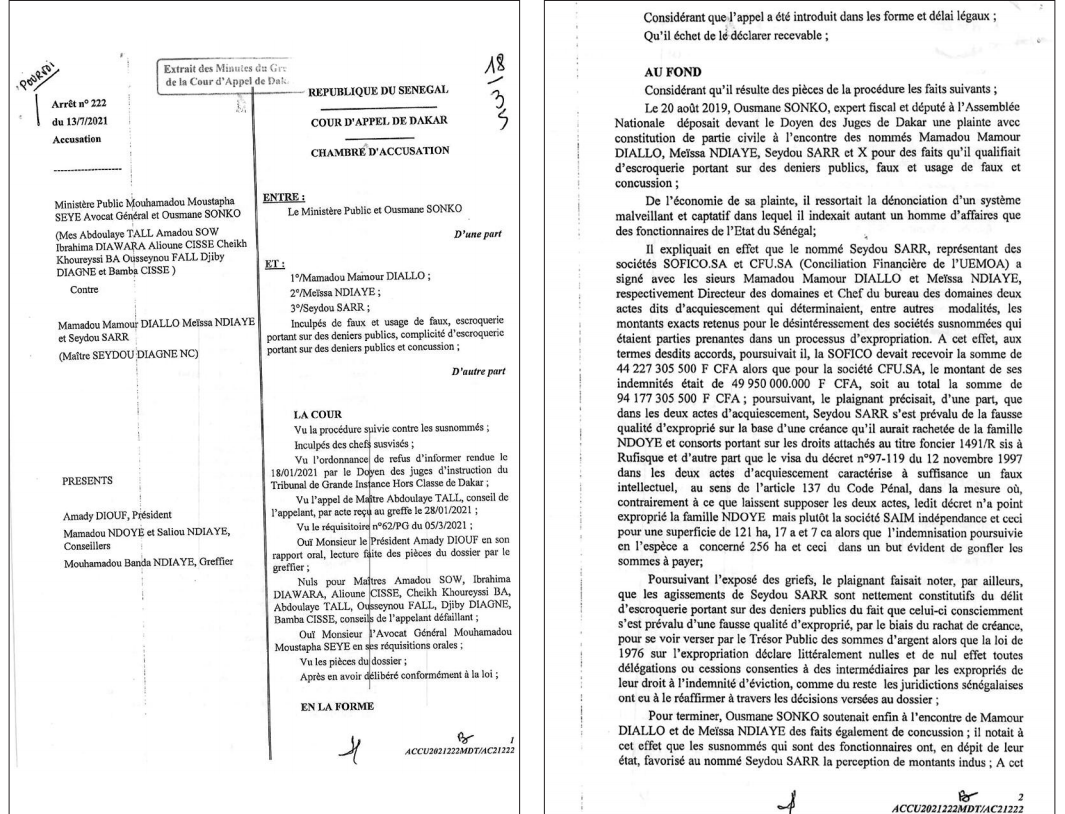 Ousmane Sonko perd la bataille des 94 milliards FCfa (Documents) Ousmane Sonko perd la bataille des 94 milliards FCfa (Documents)