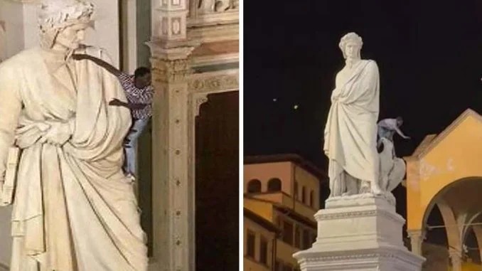 Italie: Un Sénégalais ivre grimpe sur la statue de Dante