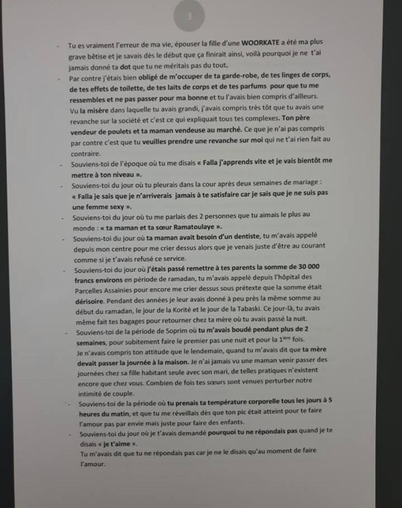 Une si longue lettre de Dr. Paye: Pour expliquer les raisons de son acte désespéré 