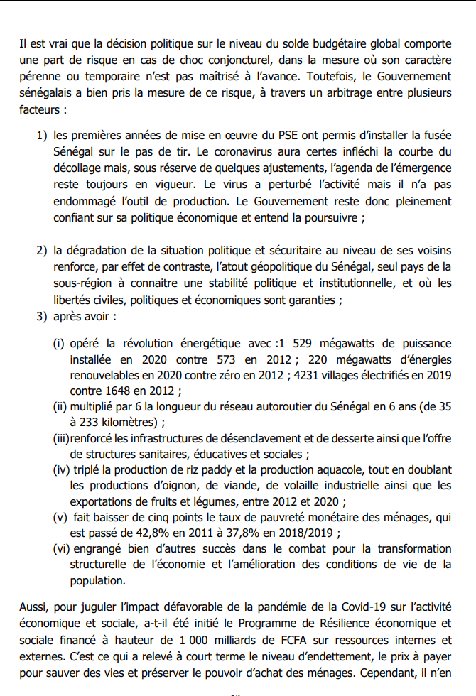Projet de loi de Finances 2022: Comment le Fonds Force Covid et certains secteurs ont atteint leurs objectifs (Document)