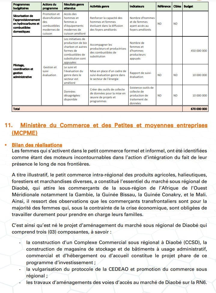 Budgétisation sensible au Genre: Comment l'intégration du Genre dans la planification opérationnelle des Ministères a été faite (Document, partie 2)